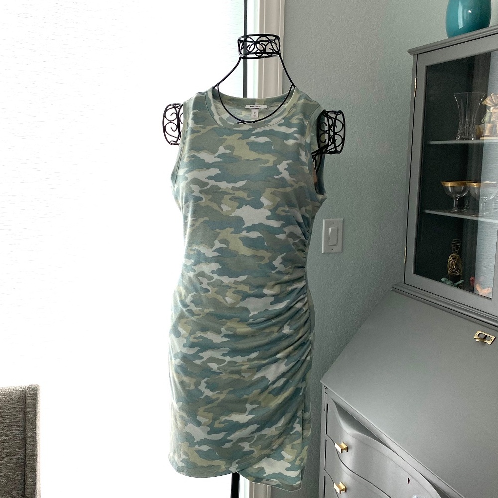 Nine West Camo Rushed Dress Sz M